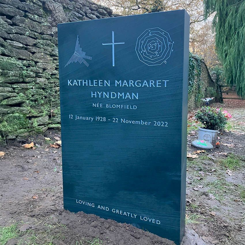 Greeen Cumbrian slate headstones