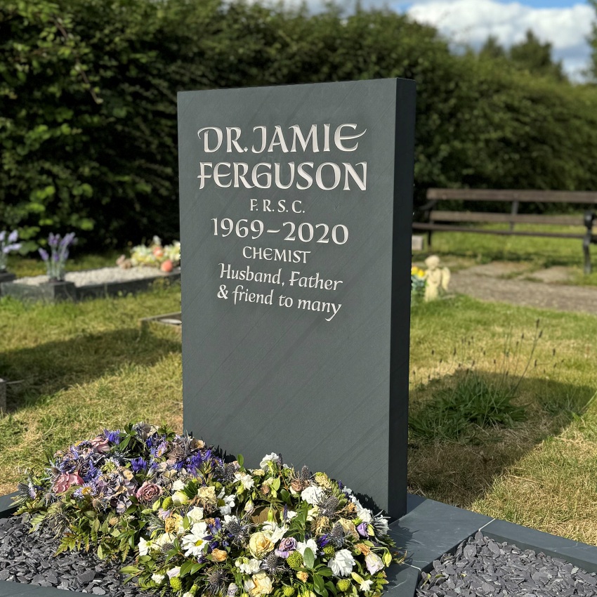 Grey Cumbrian slate headstones