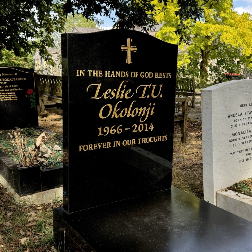 Black and Gold Granite headstone