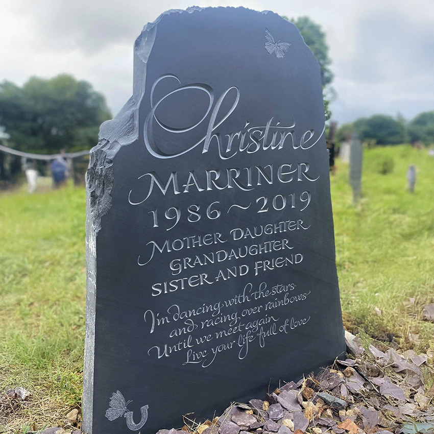 Rustic looking Cumbrian slate headstones